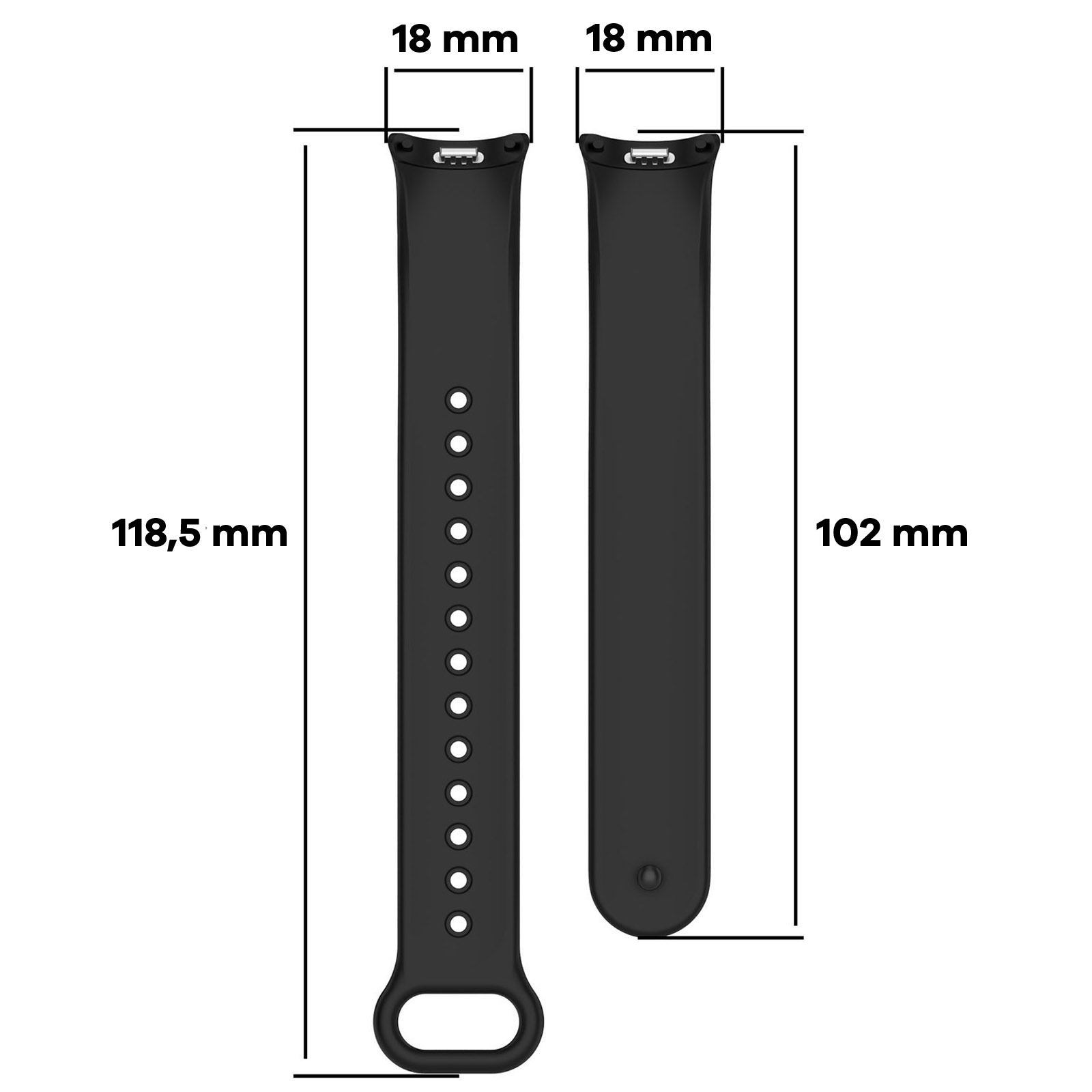 Wymiary paska Strap Watch Dots dla Xiaomi Smart Band 10 / 9 / 9 NFC / 8